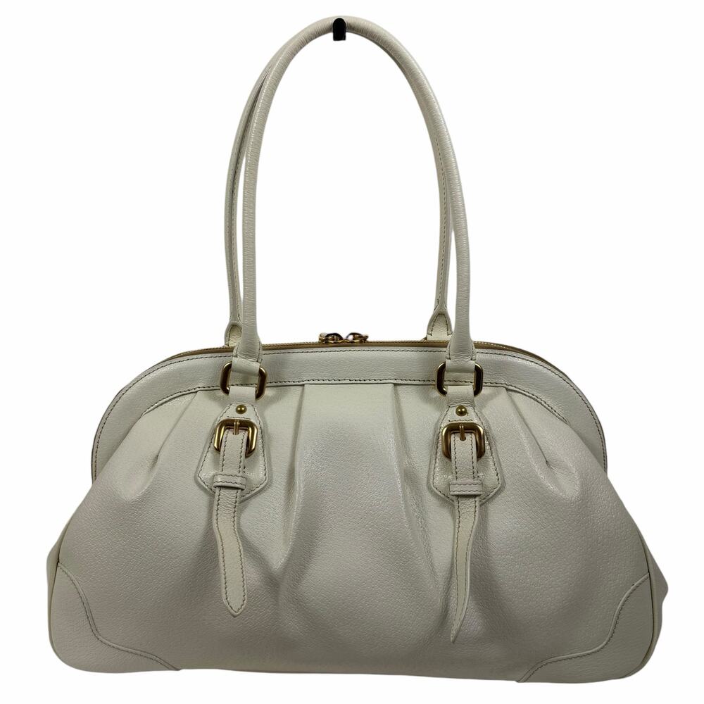 Prada Cinghiale Leather Frame Large Shoulder Bag Bianco White - Picture 7 of 16